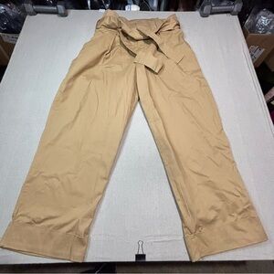 Eloquii Pants Sz 14 Tan Paperbag Cuffed Belted Corpcore Corporate Career Casual